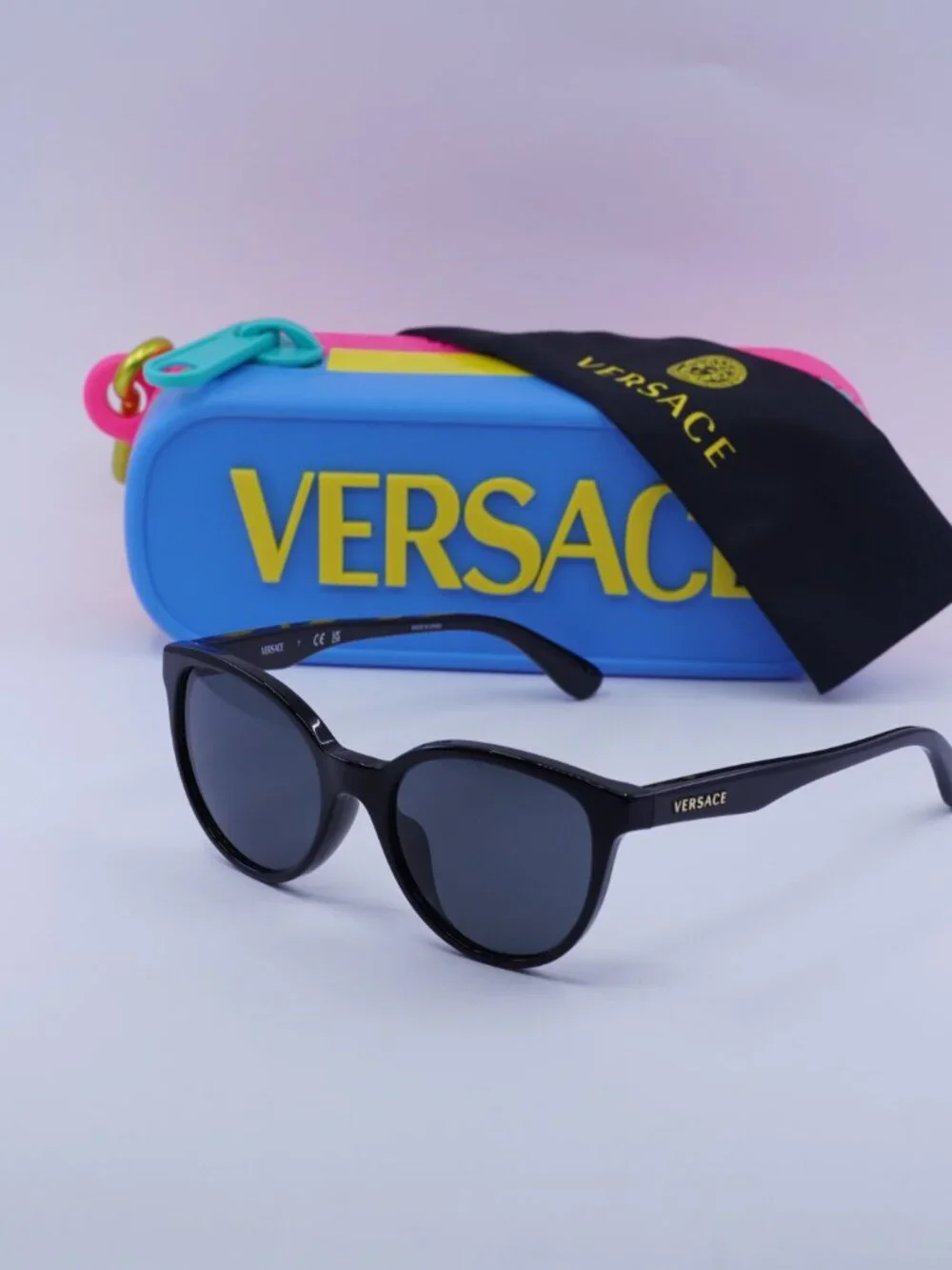 Versace Kids VK4427U GB1/87 Sunglasses Black Cat Eye Frame, Grey Lenses